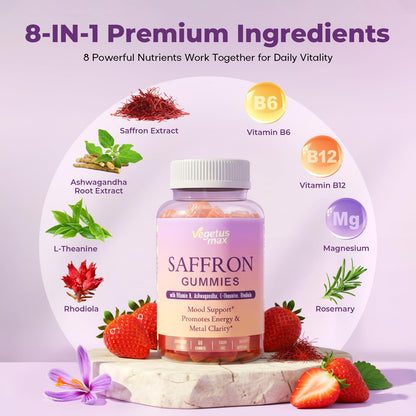 Saffron Gummies for Adults – Mood, Focus & Sleep Support (60 Count)