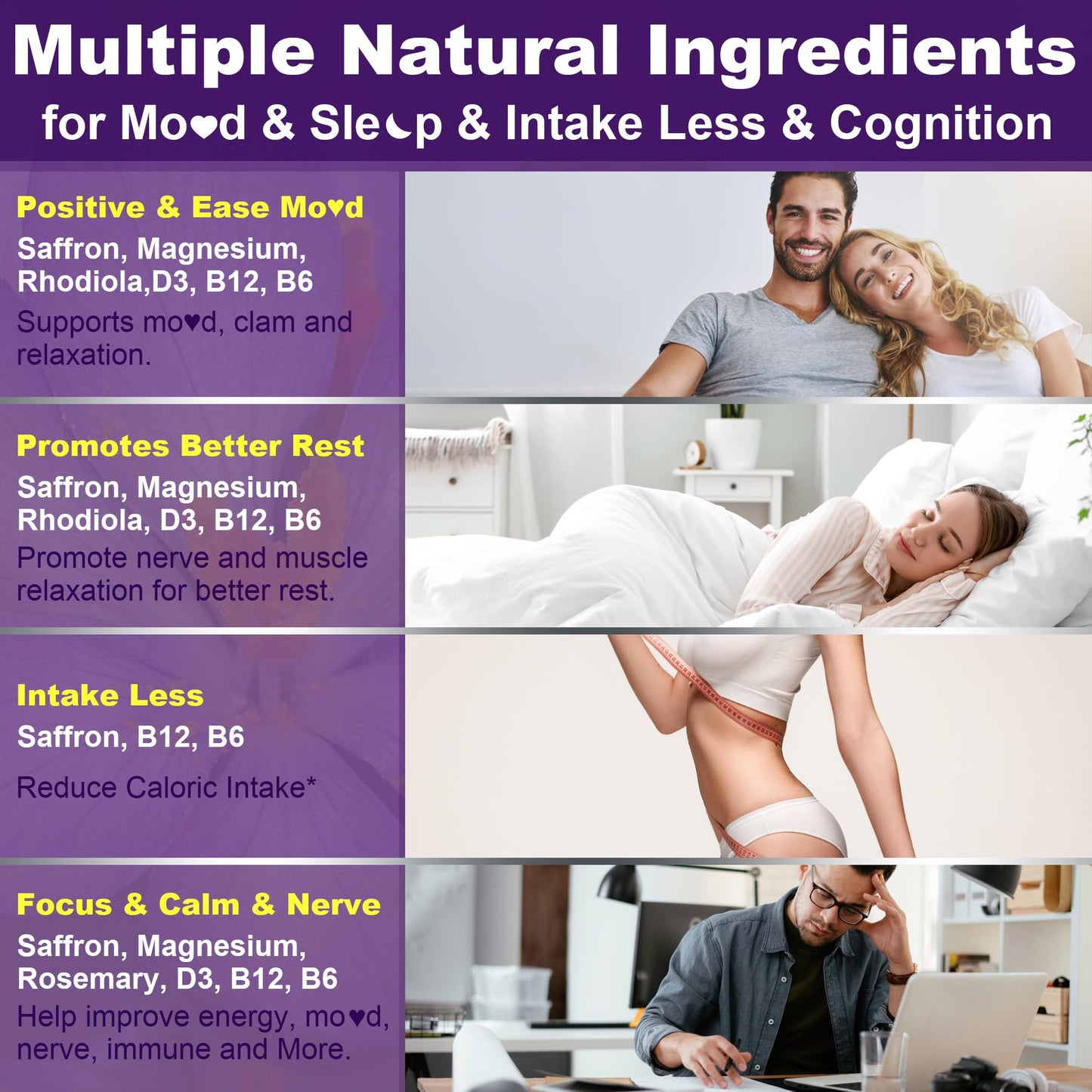 Nextdia Saffron Gummies – 4 Months, 2-Pack with Magnesium Glycinate & Rhodiola for Calm, Focus & Rest
