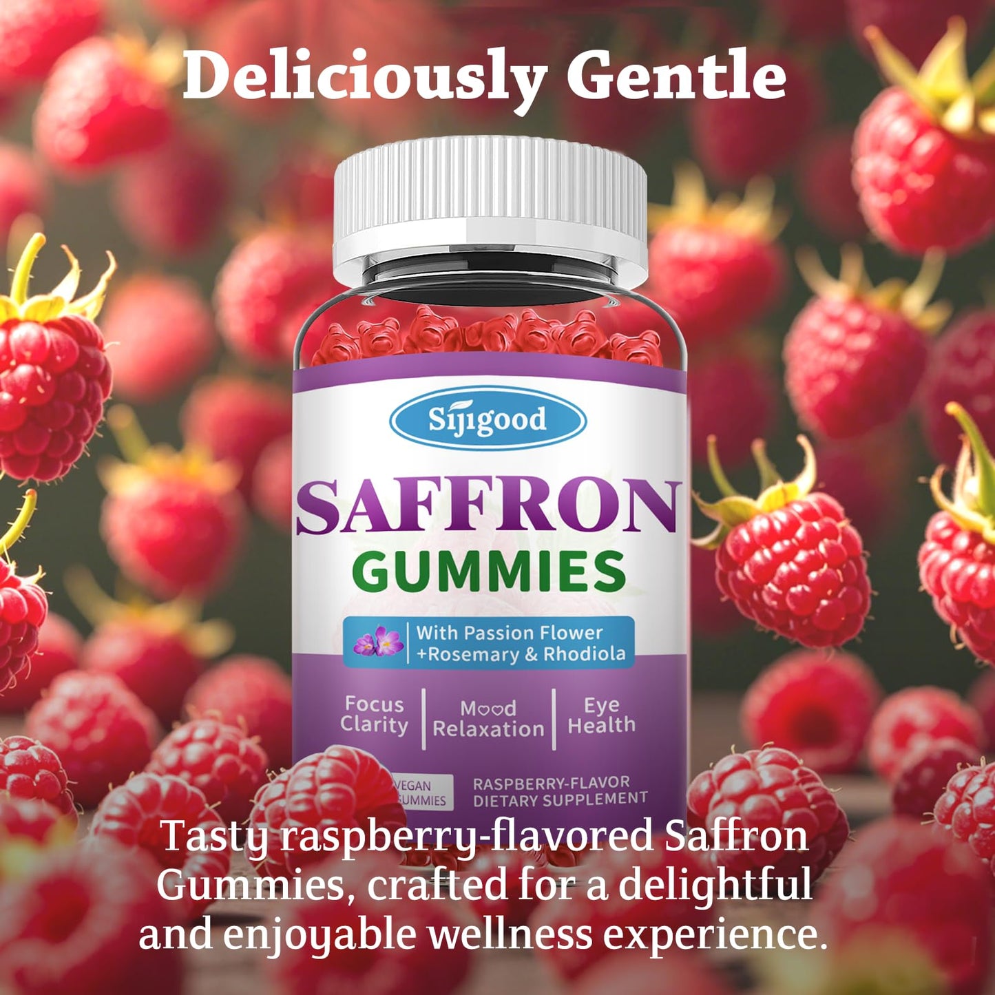 Saffron Gummies Sugar Free Mood Support – Raspberry Flavor (60 Count)