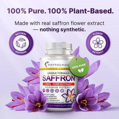 Pure Saffron Extract 88.5 mg - Mood, Focus & Vision Support | Made in USA | 60 Capsules