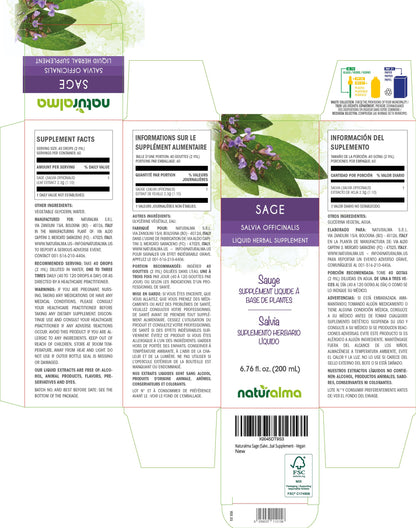 Naturalma Sage Leaf Tincture (Alcohol-Free) 6.76 fl oz | Salvia officinalis | Vegan