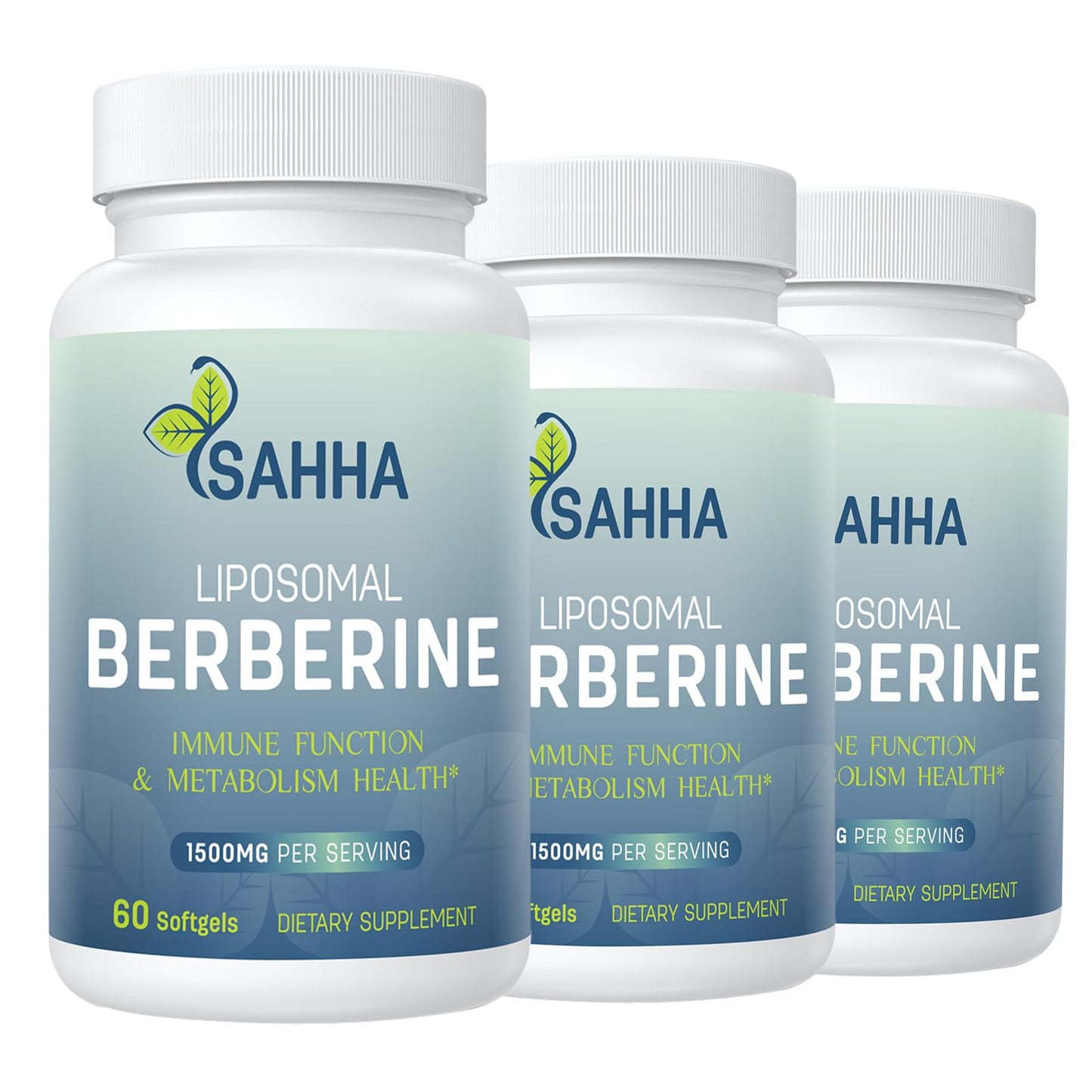 Sahha Liposomal Berberine HCL 1500mg – Supports AMPK & GLP-1 Activation, High Bioavailability – 3 Pack