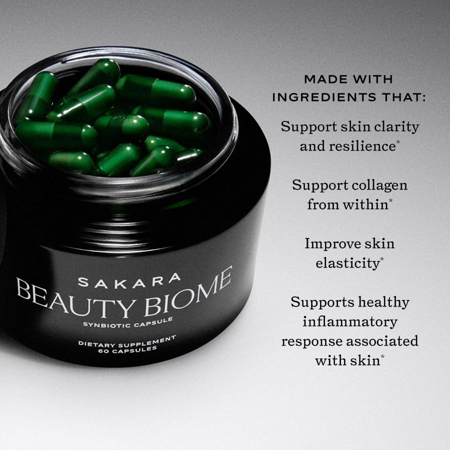 SAKARA Beauty Biome – Daily Synbiotic for Skin & Gut Health (60 Capsules)