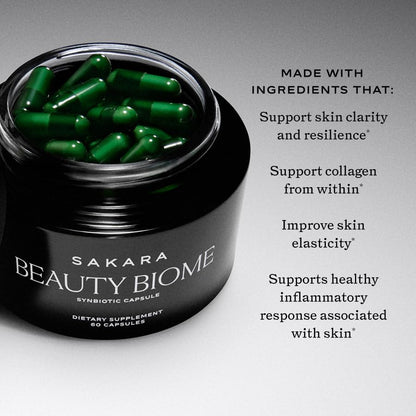 SAKARA Beauty Biome – Daily Synbiotic for Skin & Gut Health (60 Capsules)