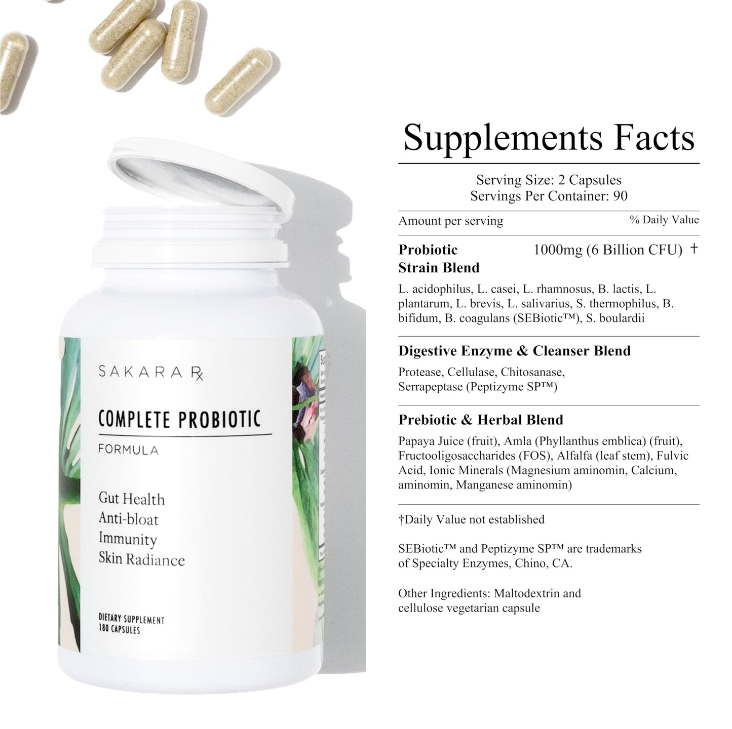 SAKARA Complete Probiotic – 3B CFU Daily Probiotics for Women, 180 Capsules