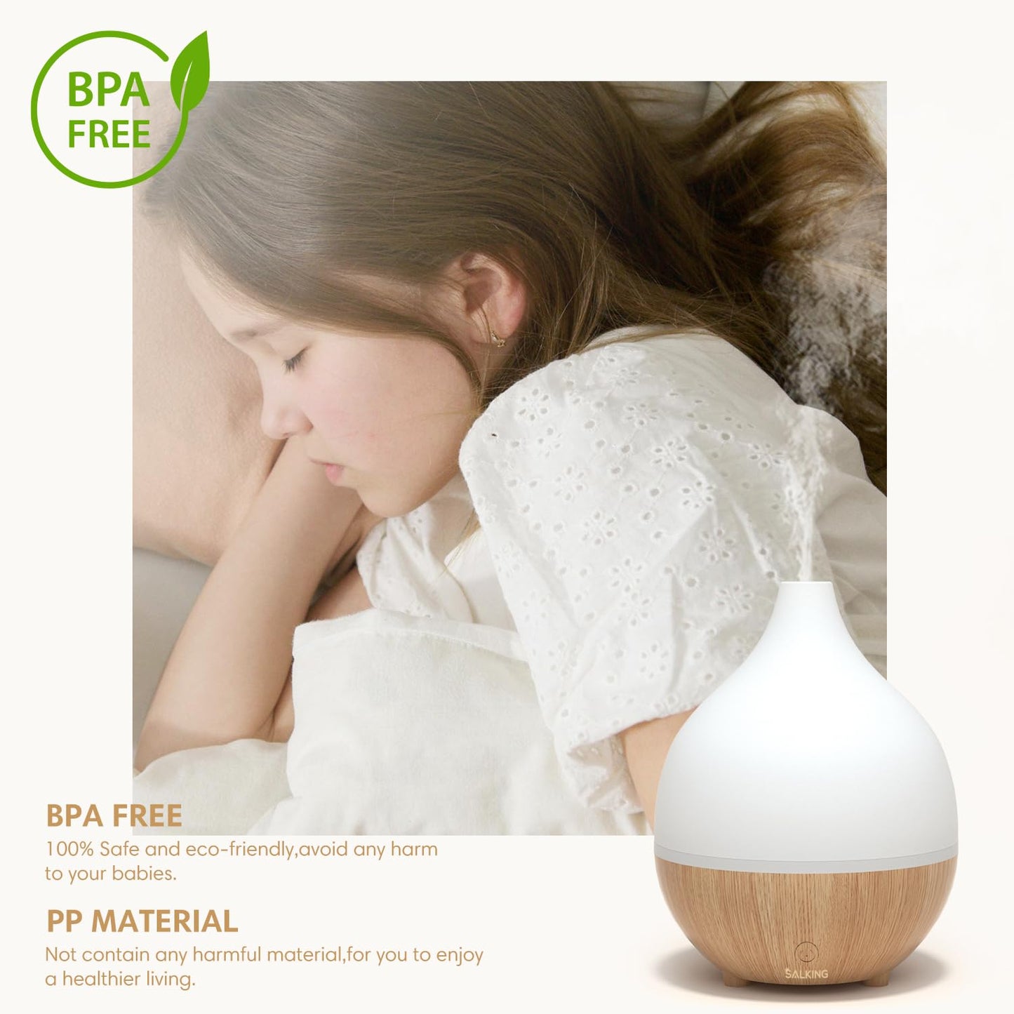 SAL KING Essential Oil Diffuser Set (2x 100ml) – Auto Shut-Off, Ultrasonic Diffusers, Warm White Lights
