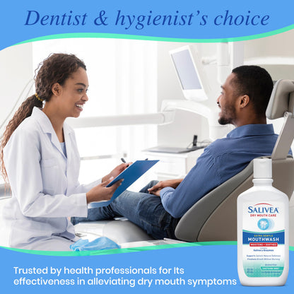 SALIVEA Dry Mouth Mouthwash – Soothing Mint with Natural Salivary Enzymes (2 Pack)