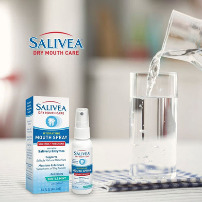 SALIVEA Extra Gentle Dry Mouth Spray – Soothing Mint with Enzymes (1.5oz, 250 Pumps)