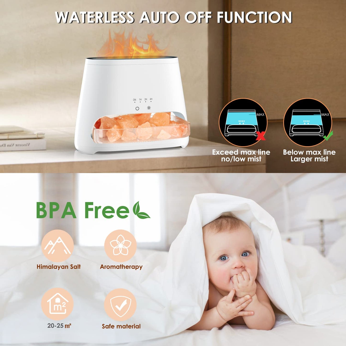 SALKING 2-in-1 Himalayan Salt Lamp & Ultrasonic Essential Oil Diffuser