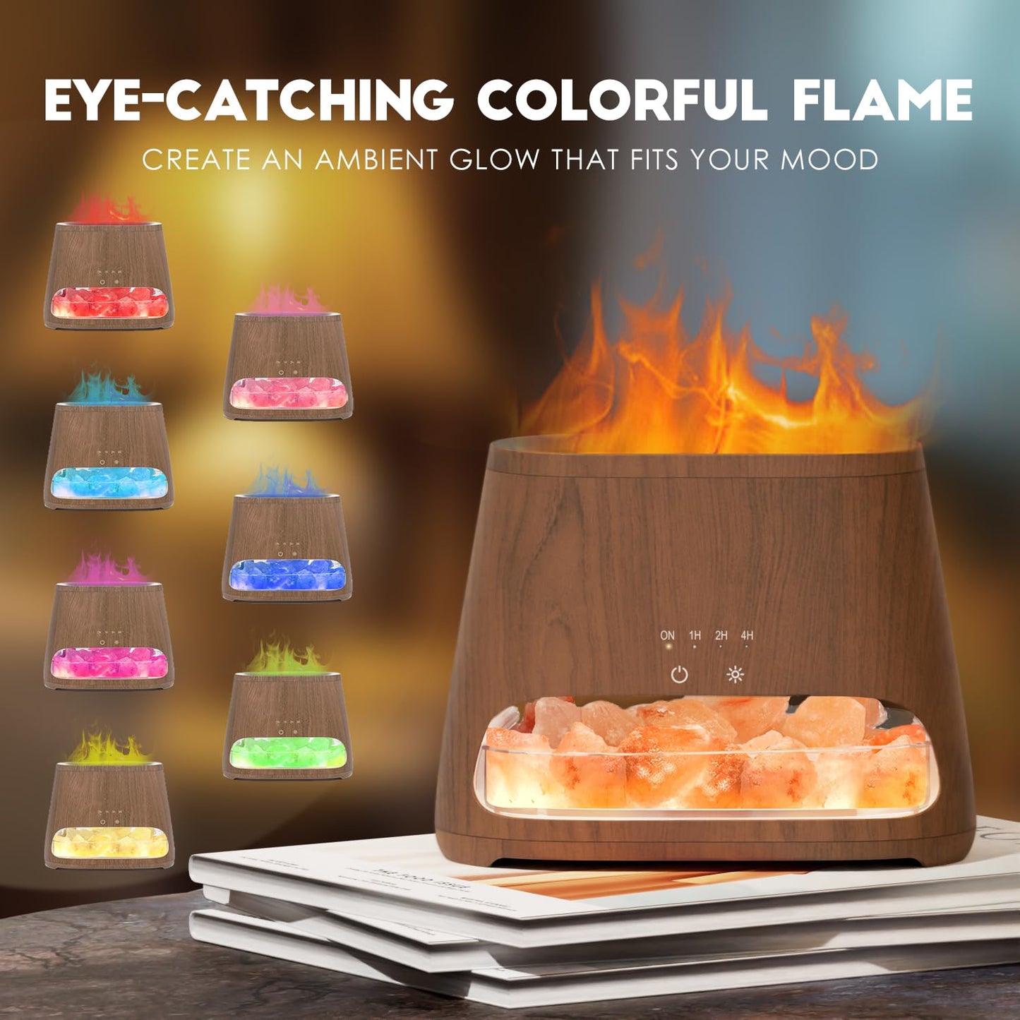 SALKING Colorful Flame Salt Lamp Diffuser – 7-Color Oil Diffuser, 150ml, Ultra-Quiet