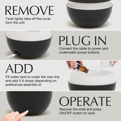 SALKING Flame Diffuser for Essential Oils – 150ml Ultrasonic Flame Humidifier (Auto-Off, Black)