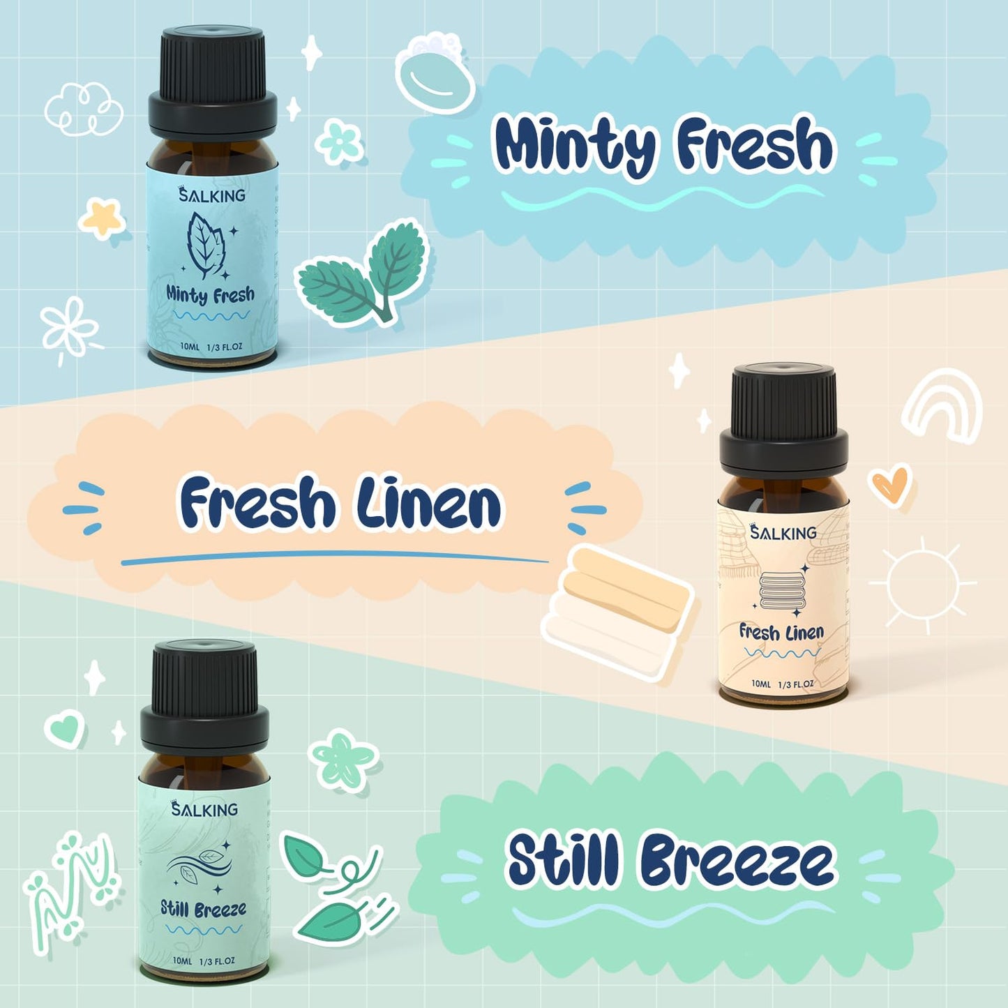 SALKING Laundry Collection Essential Oils Set | Pure Oils for Diffuser & Laundry