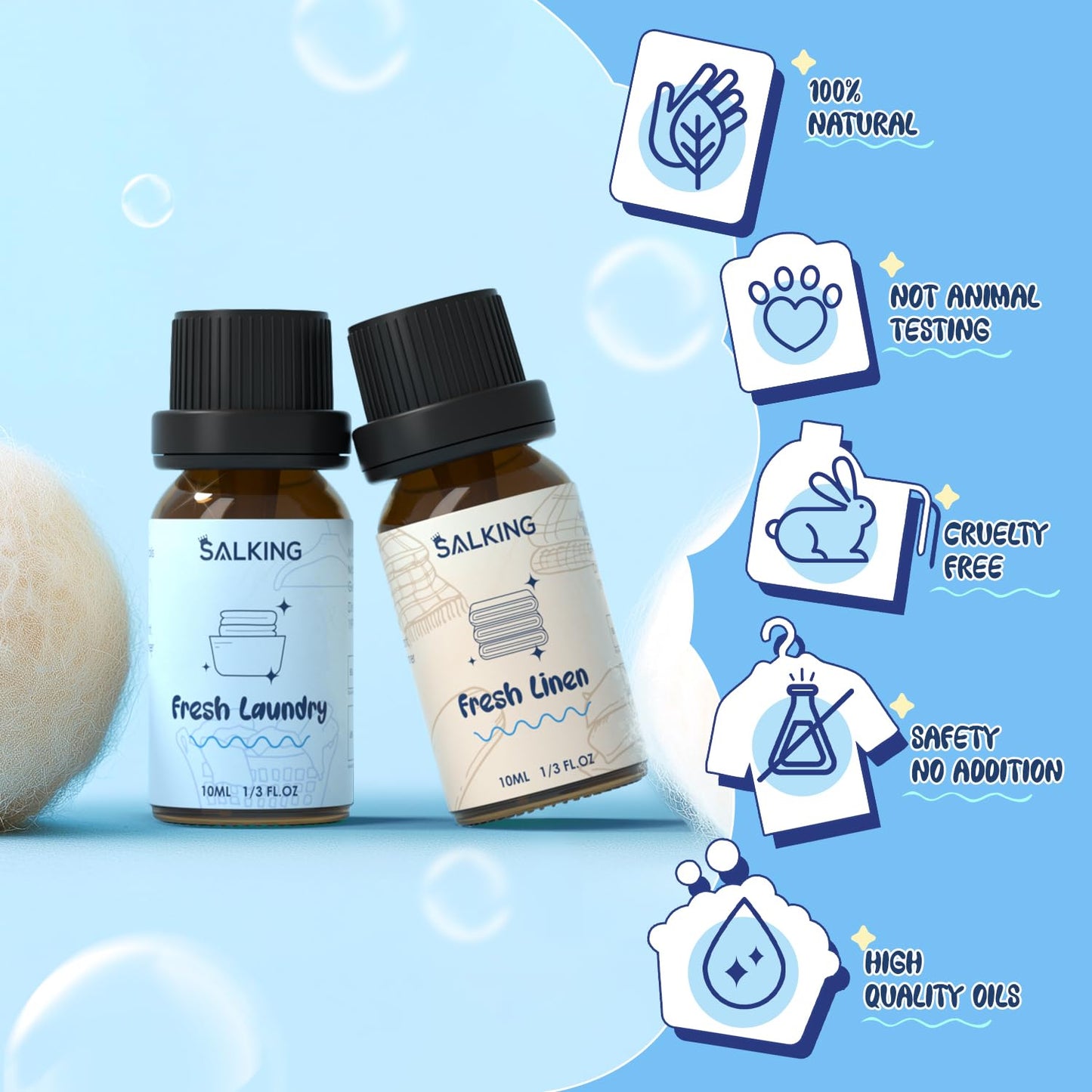 SALKING Laundry Collection Essential Oils Set | Pure Oils for Diffuser & Laundry