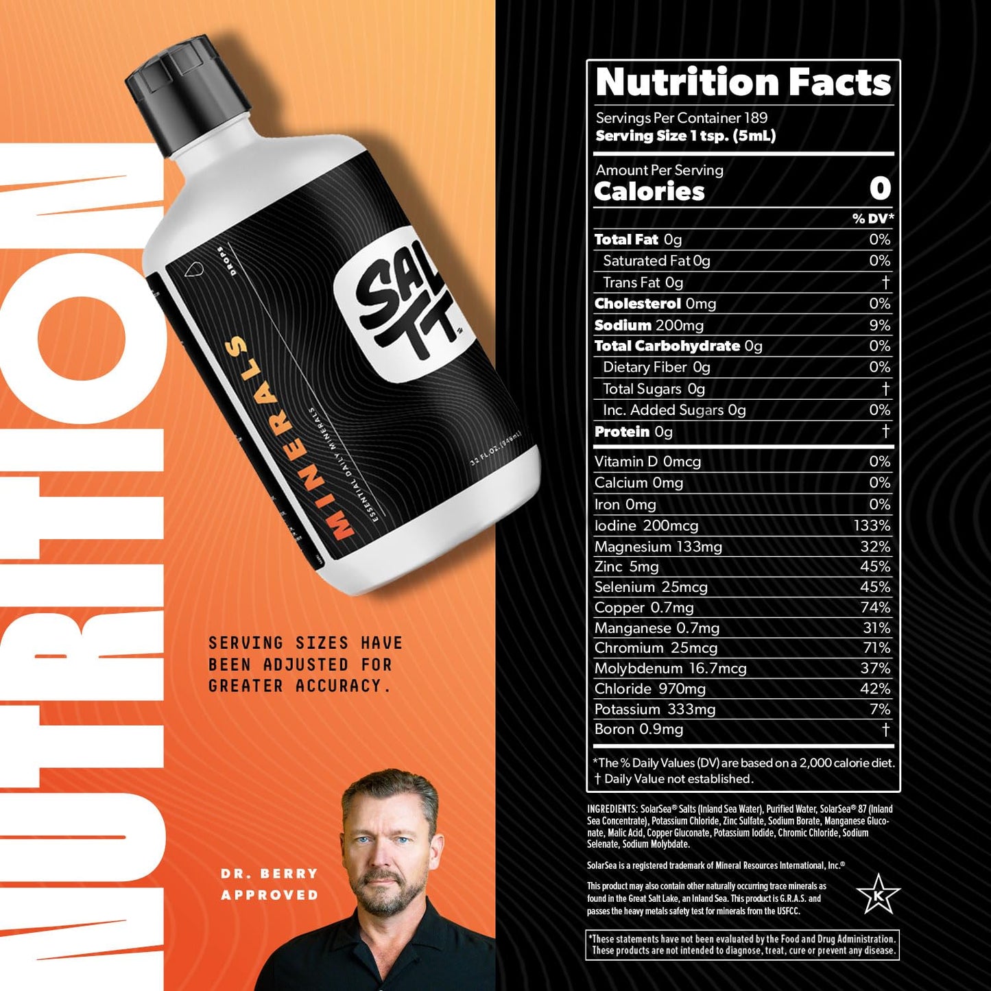 Keto Chow SALTT Minerals (32 oz) - Trace Mineral Drops for Daily Electrolytes, Zero Sugar, Vegan