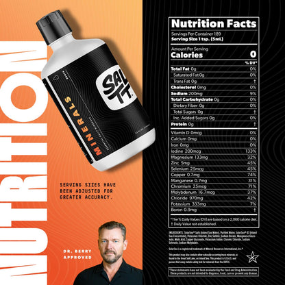 Keto Chow SALTT Minerals (32 oz) - Trace Mineral Drops for Daily Electrolytes, Zero Sugar, Vegan