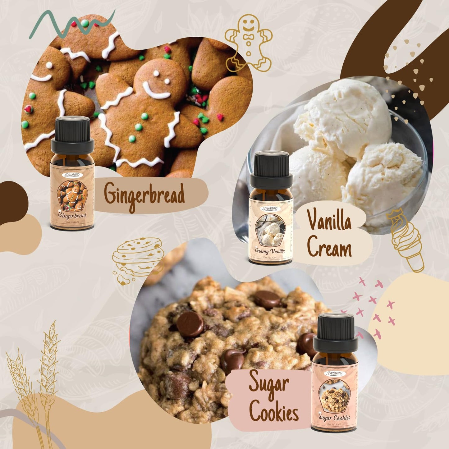 SALUBRITO Bakery Fragrance Oils Set – Premium Essential Oils for Candles, Soaps & Diffusers