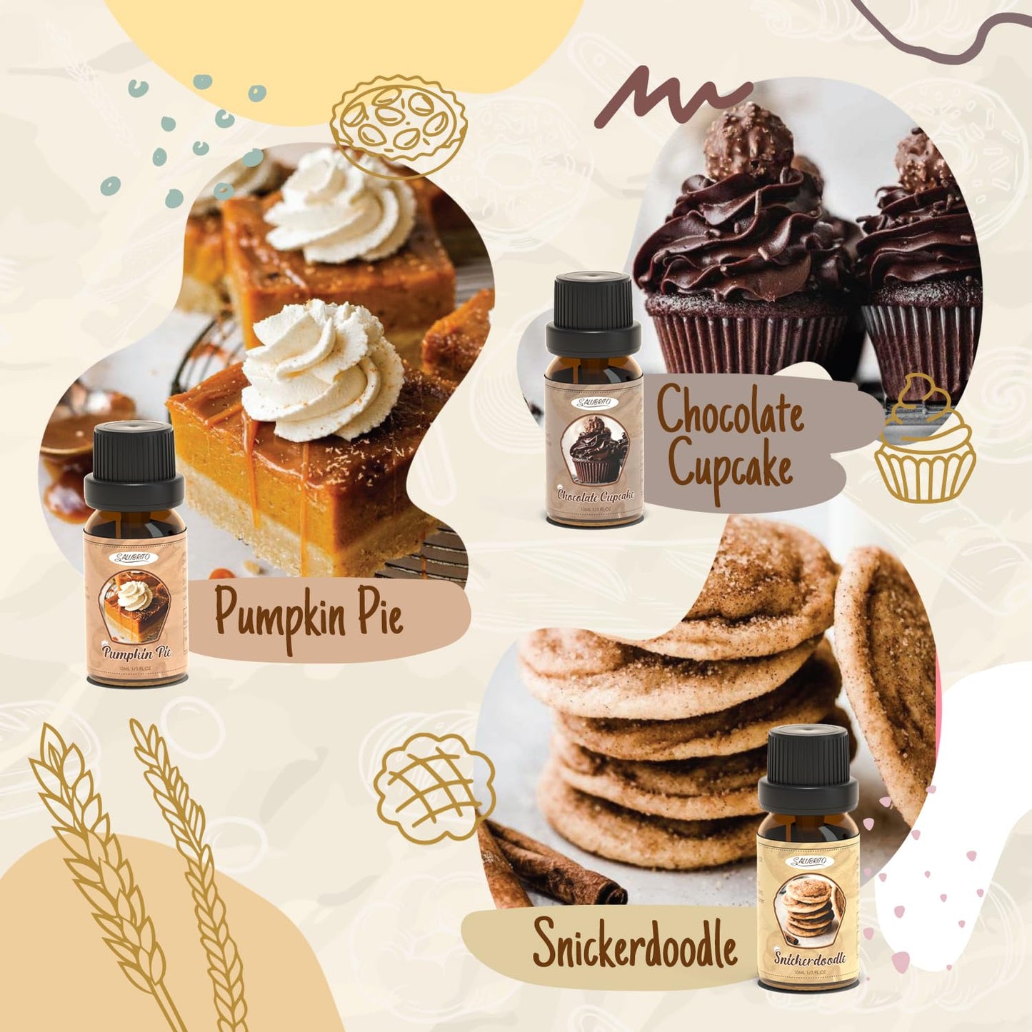 SALUBRITO Bakery Fragrance Oils Set – Premium Essential Oils for Candles, Soaps & Diffusers