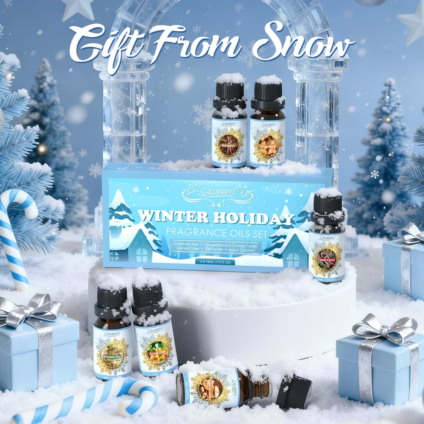 SALUBRITO Winter Fragrance Oils Set – Holiday Essential Oils for Diffuser & Candles