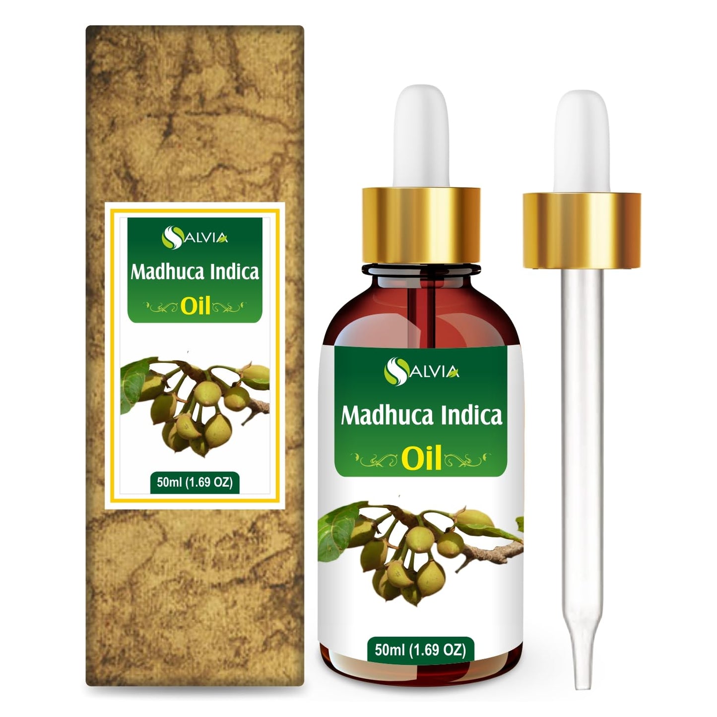 Salvia Madhuca Indica Oil (Mahua) – Pure Cold-Pressed Carrier Oil for Aromatherapy | 50 ml with Dropper
