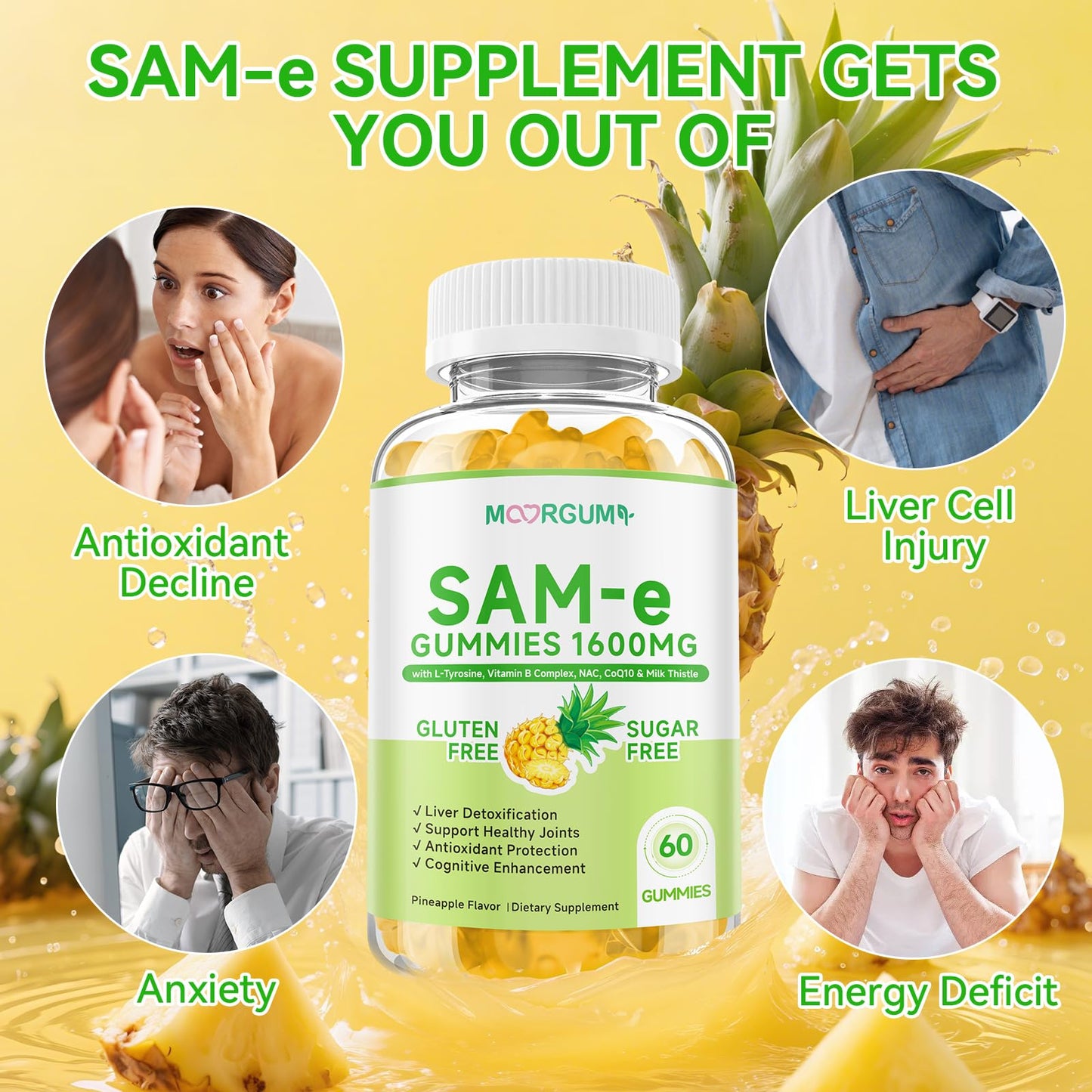 SAM-e L-Tyrosine Gummies with NAC, CoQ10 & Vitamin B – 1600mg SAM-e