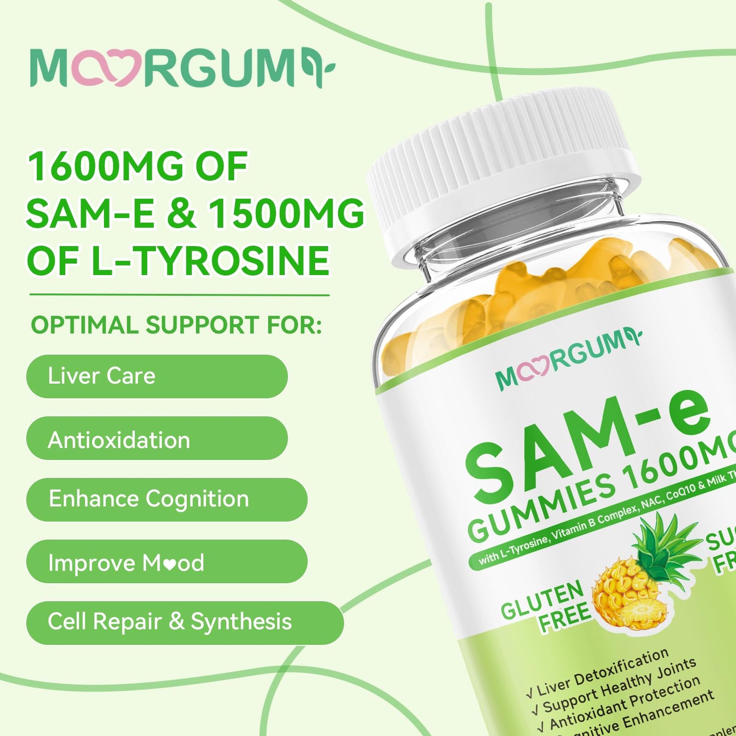SAM-e L-Tyrosine Gummies with NAC, CoQ10 & Vitamin B – 1600mg SAM-e