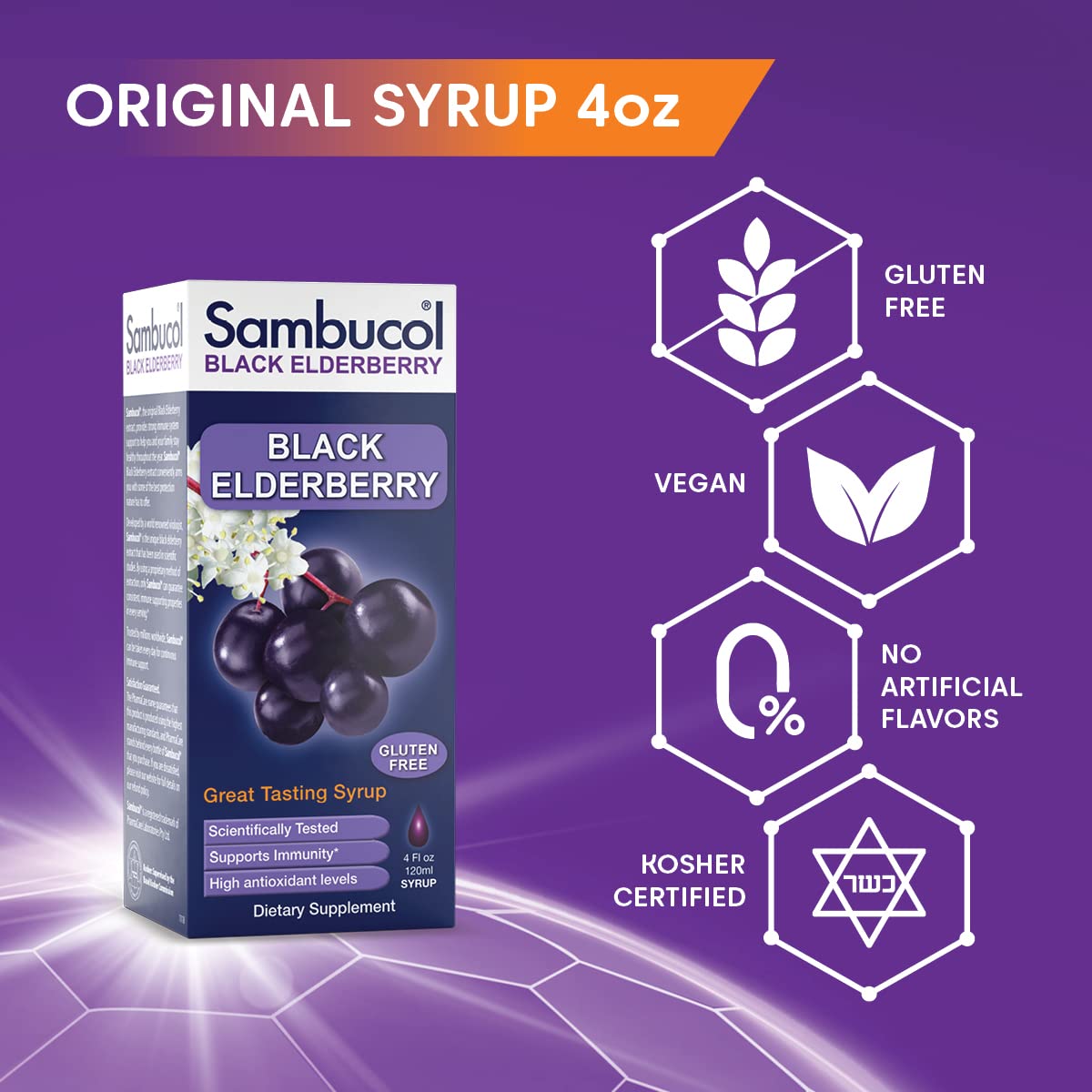 Sambucol Black Elderberry Syrup - Original Formula 4 Fl Oz | Immune Support