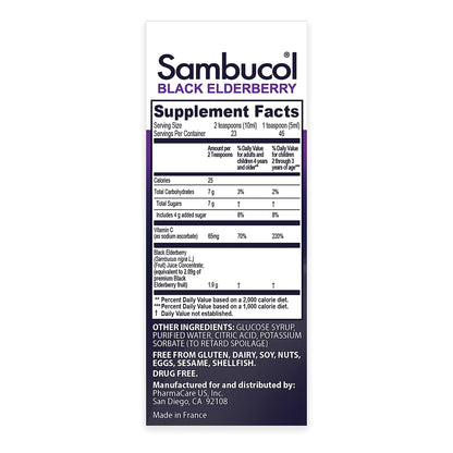 Sambucol Black Elderberry Syrup for Kids – Immune Support & Vitamin C, 4 oz