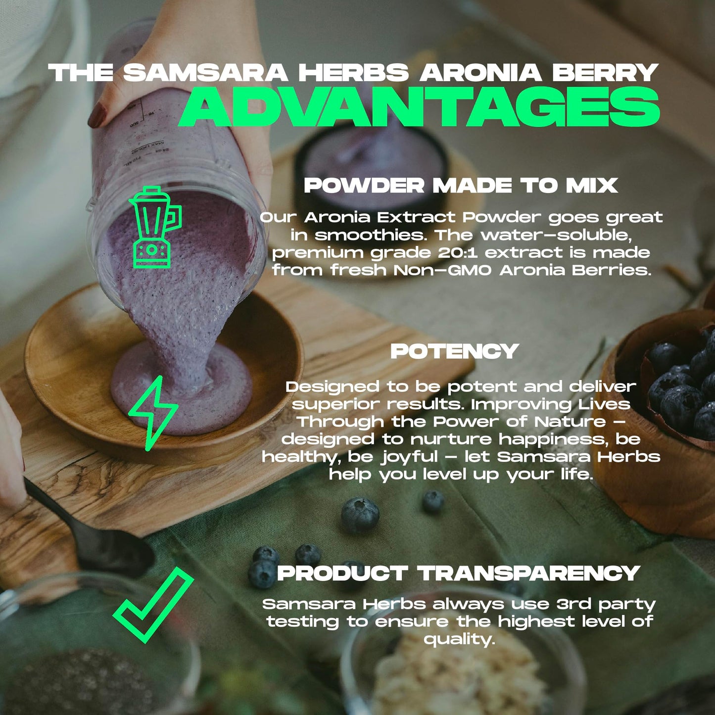 Samsara Herbs Aronia Berry 20:1 Extract Powder (16oz/454g) – Antioxidant & High ORAC