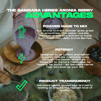Samsara Herbs Aronia Berry 20:1 Extract Powder (16oz/454g) – Antioxidant & High ORAC