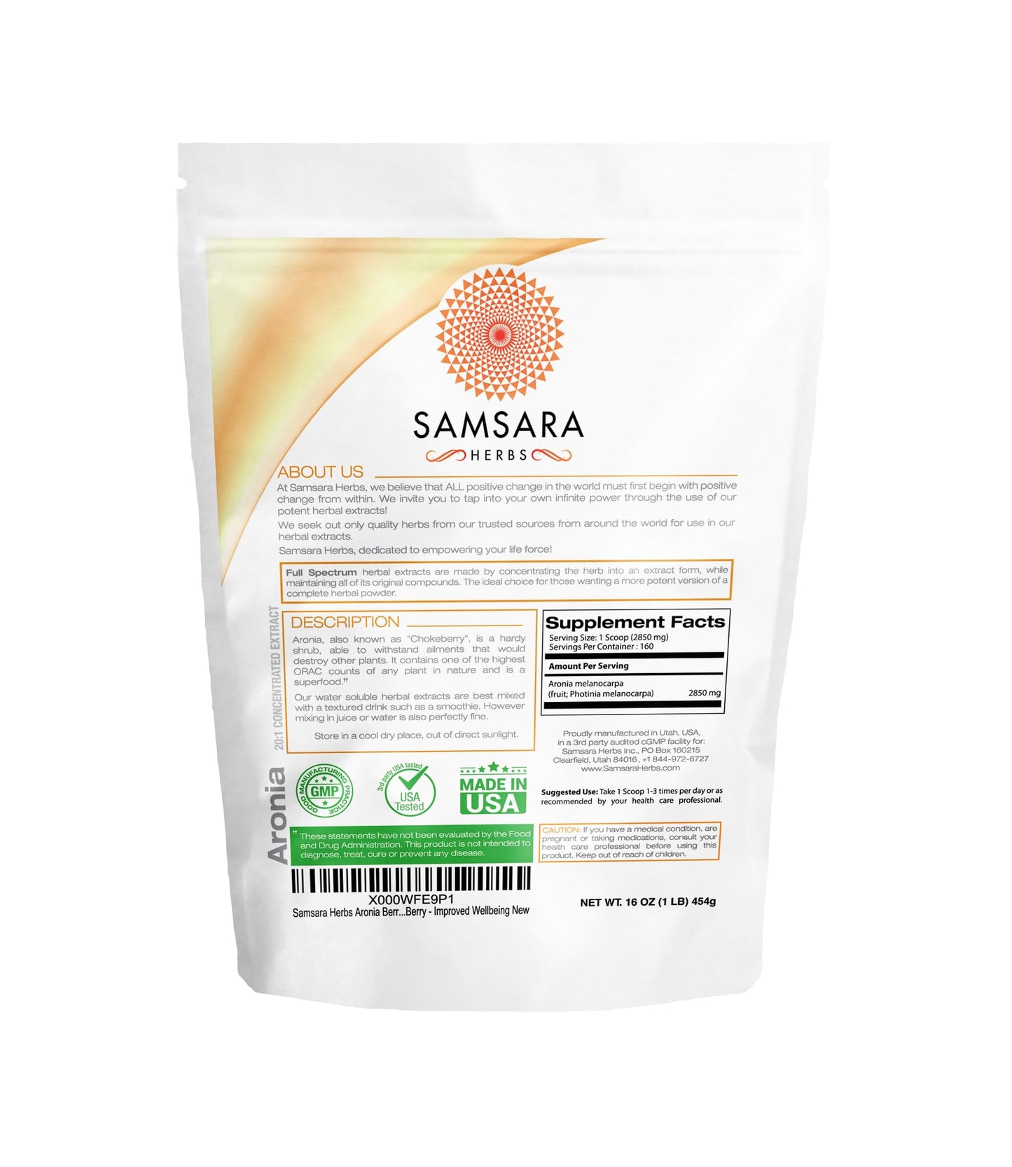 Samsara Herbs Aronia Berry 20:1 Extract Powder (16oz/454g) – Antioxidant & High ORAC