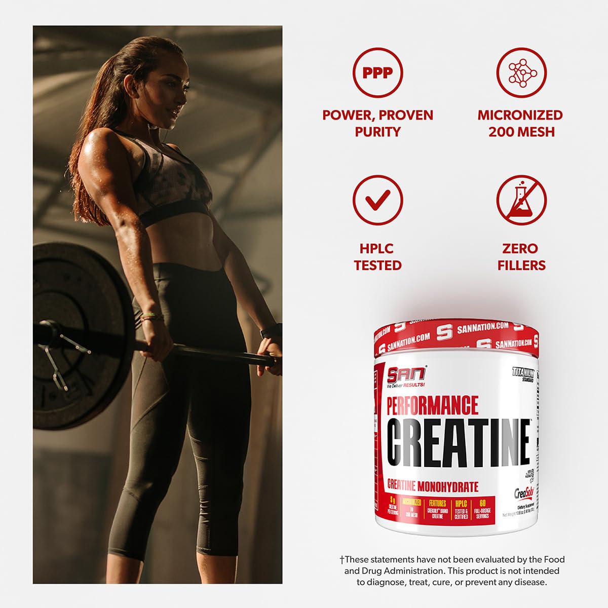 SAN Performance Creatine 300g – Supports Muscle Growth & Athletic Endurance | 60 Servings