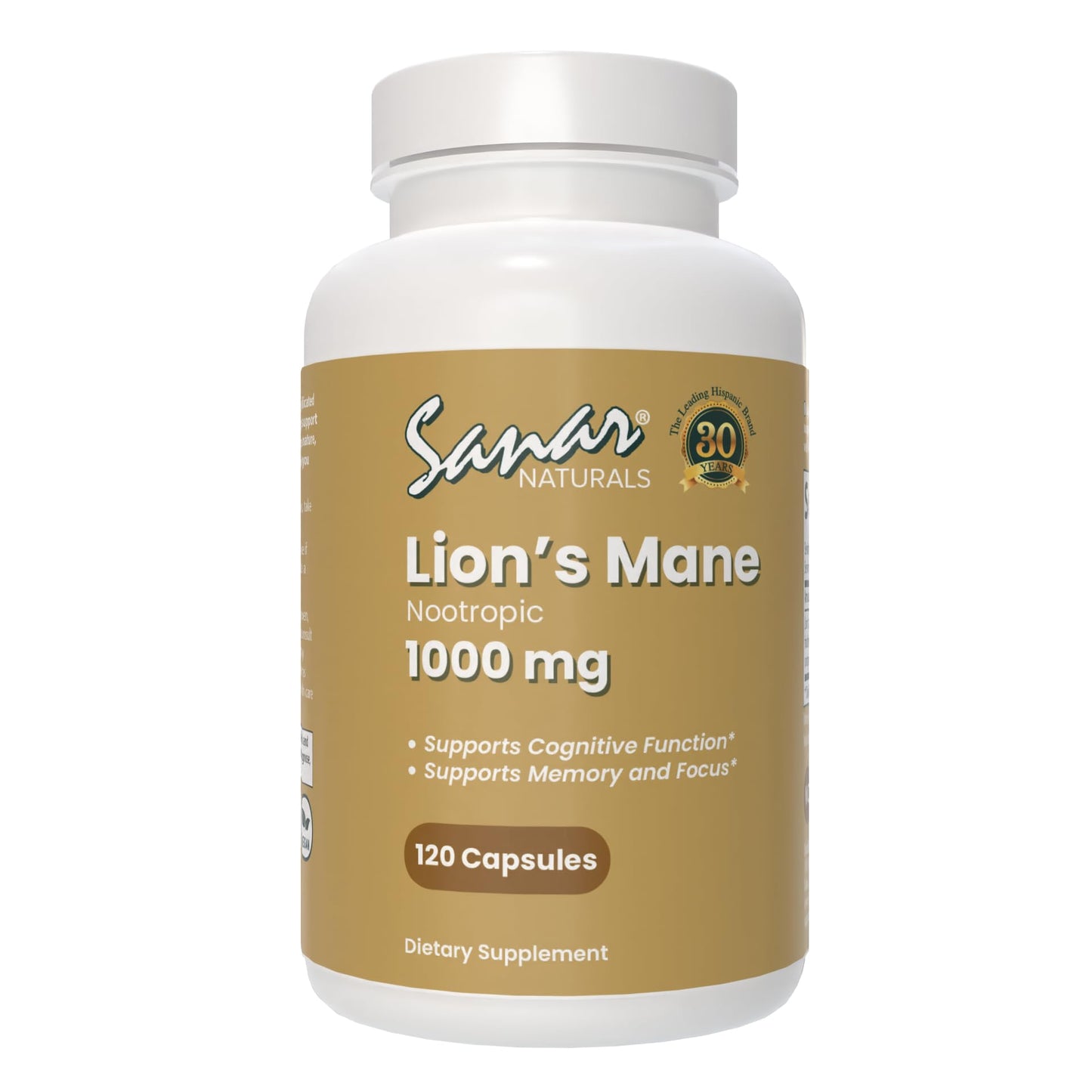 Sanar Naturals Lion's Mane Supplement – Brain Function, Memory & Immune Support, 120 Capsules