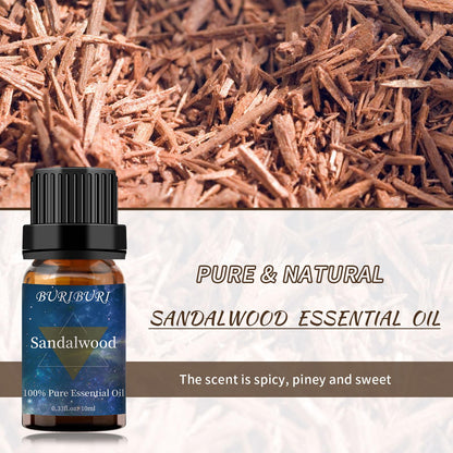 Sandalwood Essential Oil 2-Pack - 10ml Pure, for Massage & Diffusers
