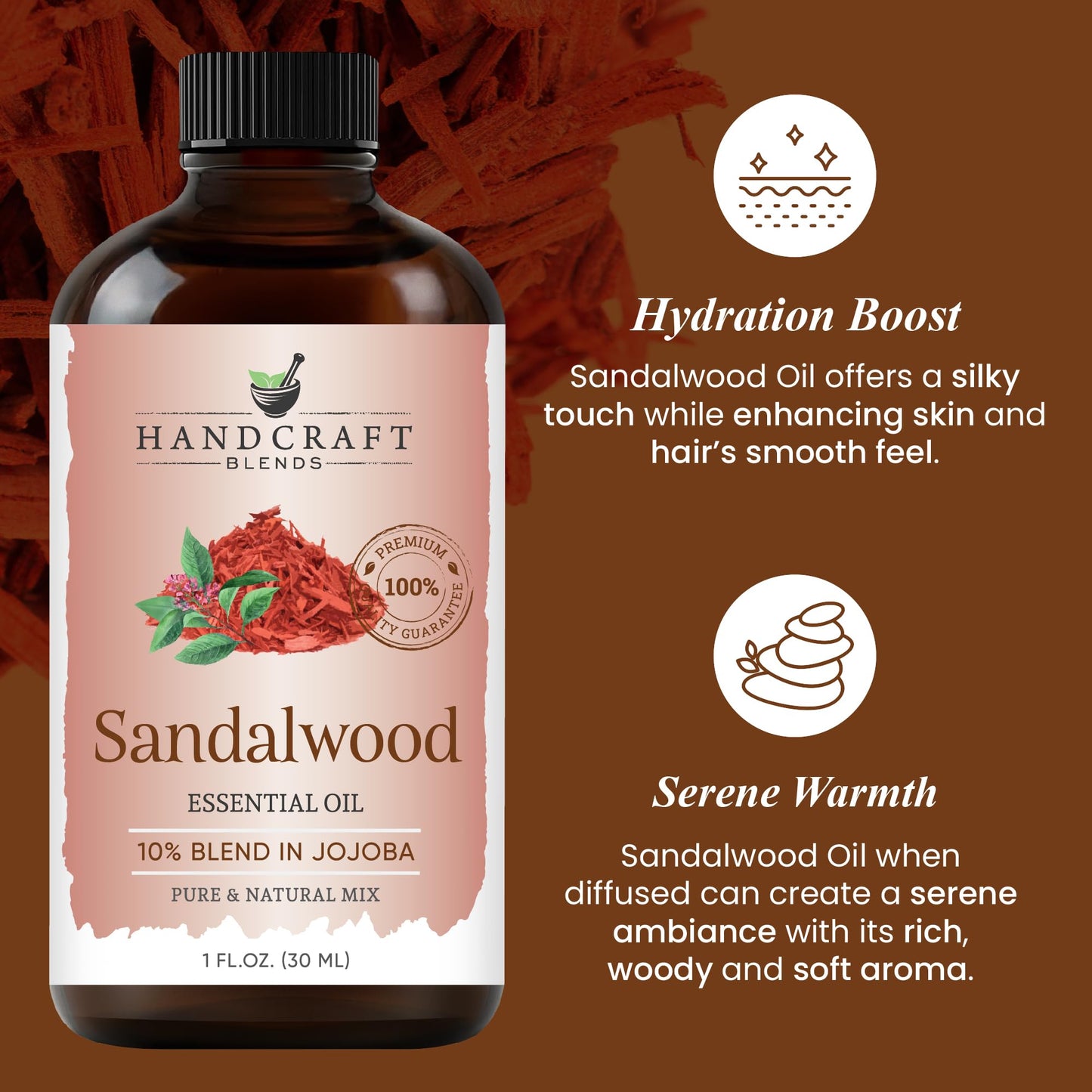 Handcraft Blends Sandalwood Essential Oil – 1 Fl Oz | 100% Pure & Natural, Premium Grade