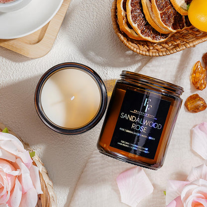 Sandalwood Rose Scented Candles - 7oz Soy Wax Candle Gift for Women & Men