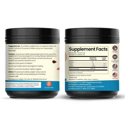 Sandhu's Grass-Fed Bovine Colostrum Powder – 65 Servings, Unflavored