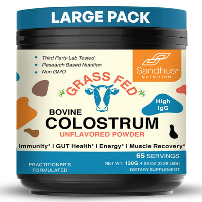 Sandhu's Grass-Fed Bovine Colostrum Powder – 65 Servings, Unflavored