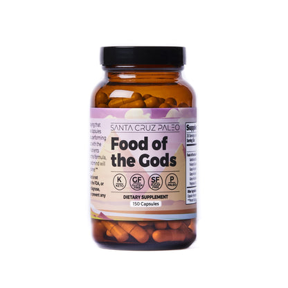 Santa Cruz Paleo Food of the Gods: Grass-Fed Beef Organ Supplement with Collagen, Maca Root, Colostrum – 30 Servings
