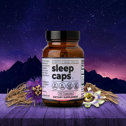 Santa Cruz Paleo Sleep Caps – Melatonin-Free Nighttime Relaxation with L-Theanine, Lemon Balm, Passion Flower & Valerian