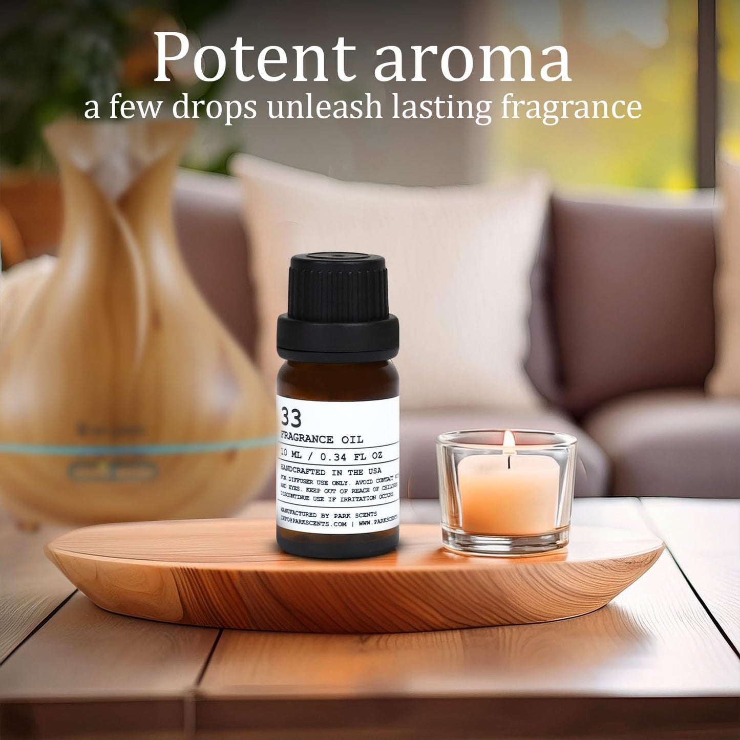 Santal Essential Oil for Diffuser – Inspired by Santal 33, 10 ml Glass Bottle with Euro Dropper (USA Made)