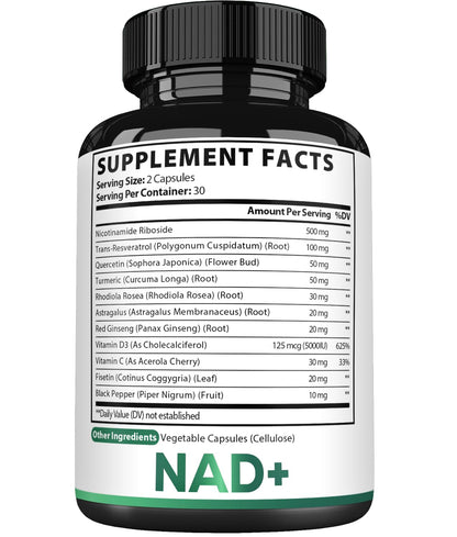 Satoomi NAD Supplement for Women – NR Nicotinamide Riboside 900mg + Resveratrol, 60 Count