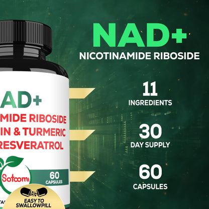Satoomi NAD Supplement for Women – NR Nicotinamide Riboside 900mg + Resveratrol, 60 Count
