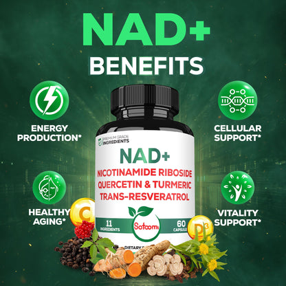 Satoomi NAD Supplement for Women – NR Nicotinamide Riboside 900mg + Resveratrol, 60 Count