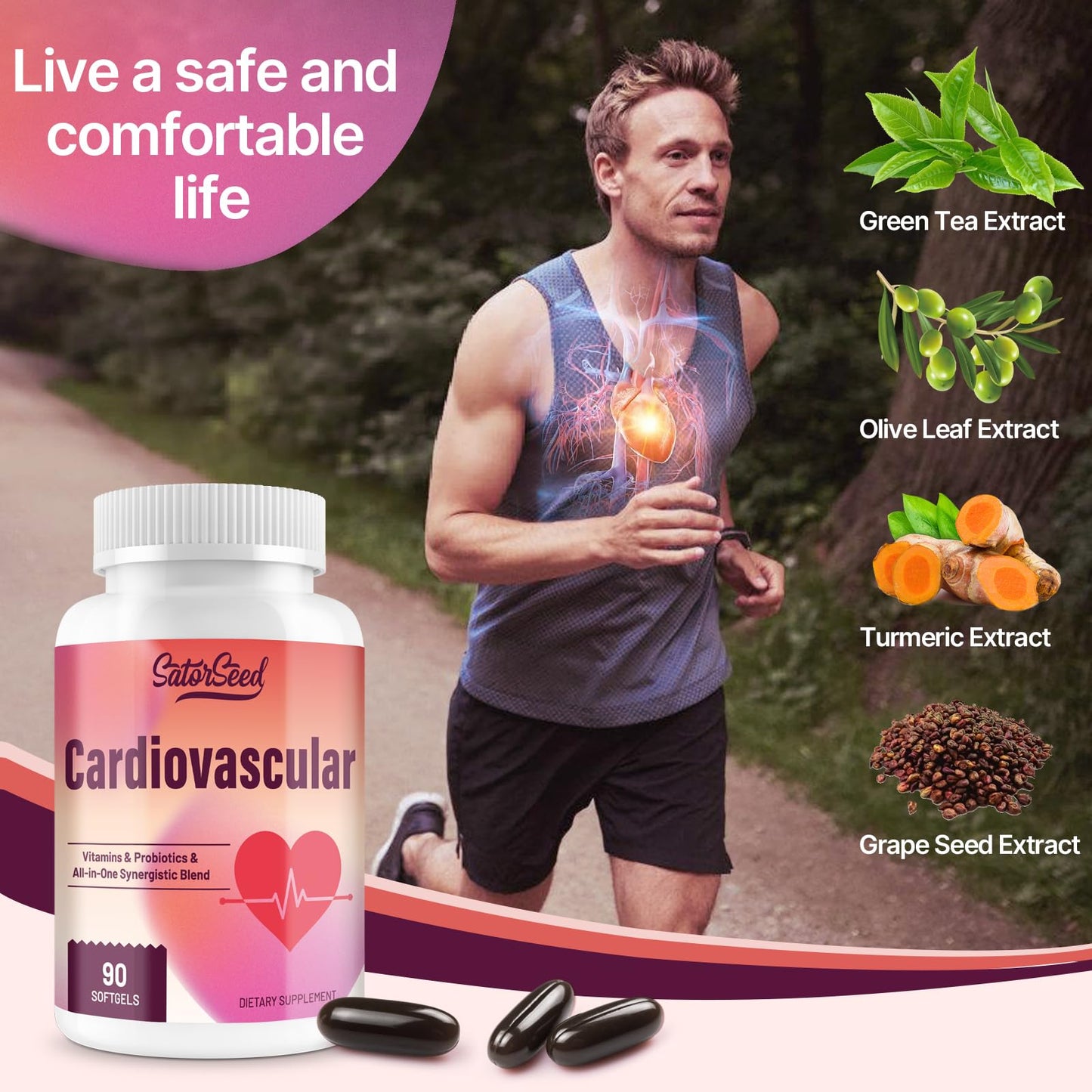 SatorSeed Cardiovascular Supplement 3000MG – Multivitamins, Probiotics, Omega-3 & CoQ10 Blend (2 Bottle)