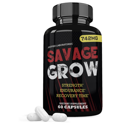 Savage Grow 742MG All Natural Men's Health Formula, 60 Capsules