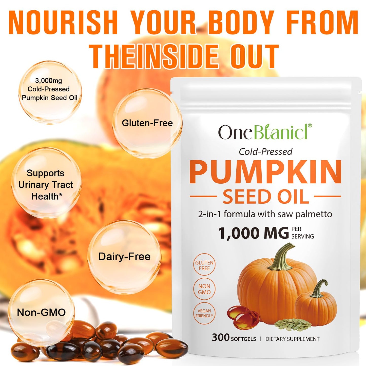 Pumpkin Seed Oil with Saw Palmetto – Prostate & Hair Health