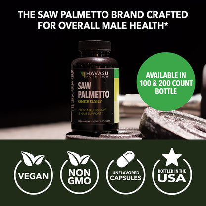HAVASU NUTRITION Saw Palmetto for Men – Prostate Support & DHT Hair Health (500mg)