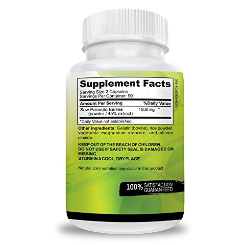 USA Grown Saw Palmetto 180 Caps – Prostate Health & Hair Growth
