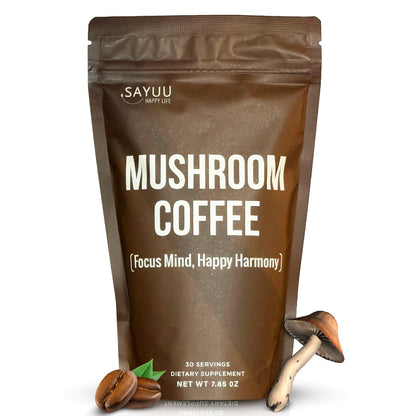SAYUU Mushroom Coffee Blend – Focus, Energy & Harmony | Vegan Functional Mushrooms (Cordyceps, Lion’s Mane & Reishi) – 30 Servings