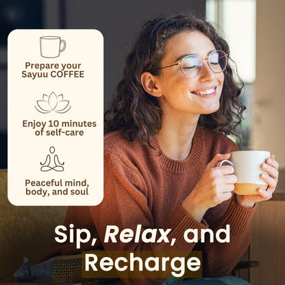 SAYUU Mushroom Coffee Blend – Focus, Energy & Harmony | Vegan Functional Mushrooms (Cordyceps, Lion’s Mane & Reishi) – 30 Servings